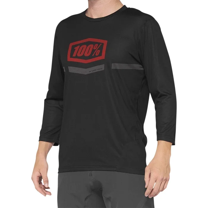 100% Airmatic 3/4 Sleeve Jersey – Black/Red – XL [MPN: 40018-00008]