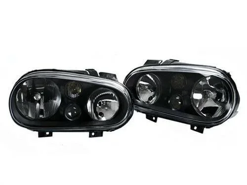 1999-05 Volkswagen mk4 Golf/Gti E-Code Black Glass Lens Headlights W/ Fogs