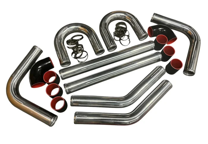 2.5 ” Universal Polish Aluminum Intercooler Turbo Piping Pipe Kit Silicone Clamp