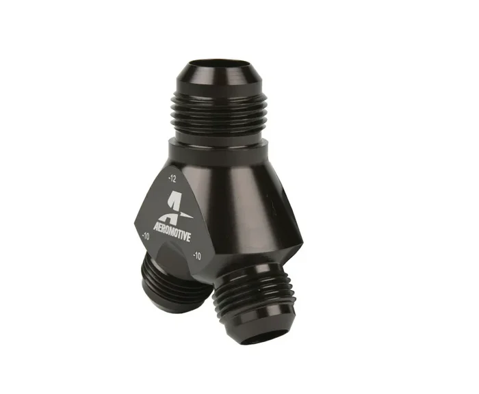 Aeromotive Y-Block Fitting – 12 AN to 2 x -10 AN