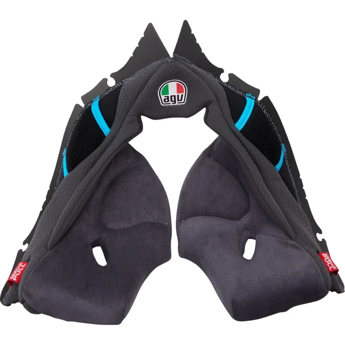 AGV 0134-3324 201850005623GXL Pista GP RR Helmet Cheek Pads Pista GP RR Cheek Pads – Gray/Cyan – XL