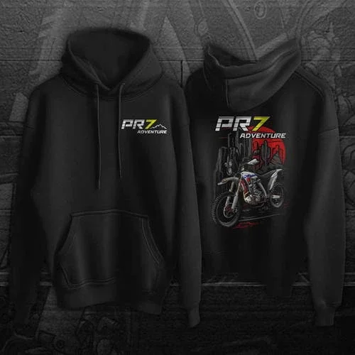 AJP PR7 White & Blue & Red on Hoodie, Motorcycle Hoodie Pullover for Riders