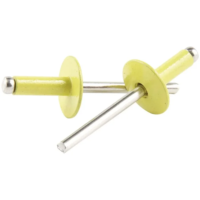 Allstar Performance 3/16 ” Large Head Aluminum Rivets – Yellow – 1/4 ” to 3/8 ” Grip Range – (250 Pack)