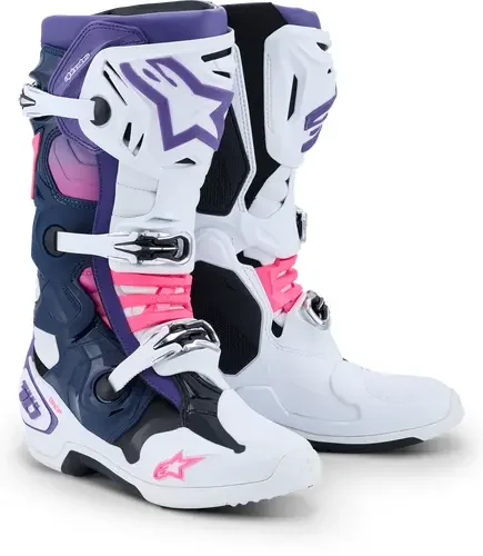ALPINESTARS TECH 10 WHT/VIOLET/NVY BL/PNK FL 12