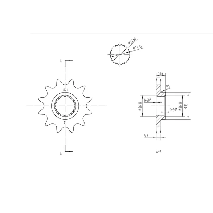 BikeMaster Front Sprocket 520 – 12-Tooth [MPN: 143 221 12]