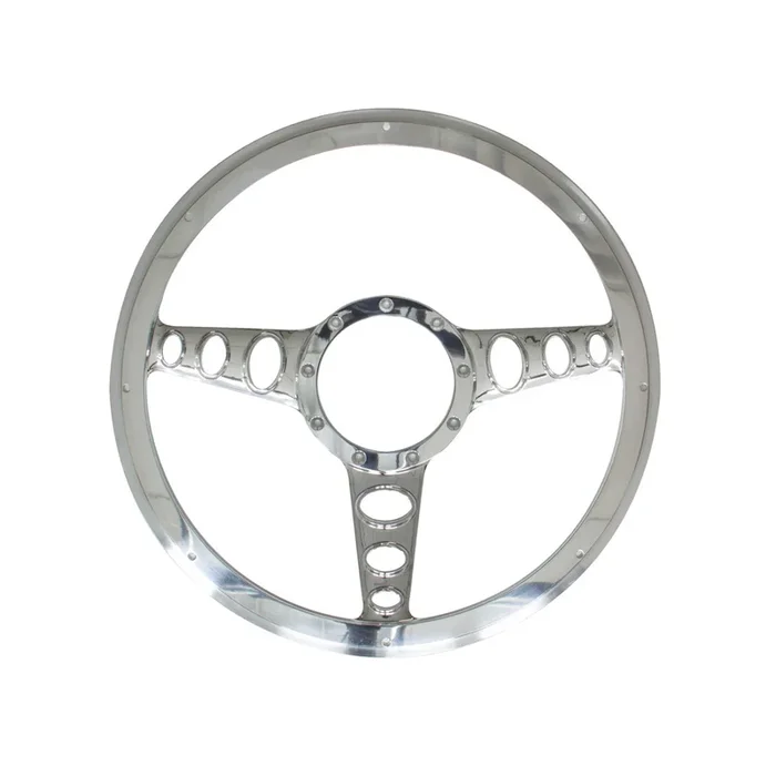 Billet Specialties Half Wrap Steering Wheel – Outlaw – Polished – 3-Spoke – 14 in. Diameter