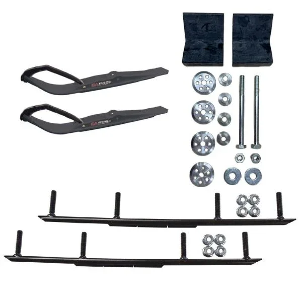 C&A Pro Black Razor Snowmobile Skis w/ 4″ Round Bars Complete Kit Yamaha 2014+ Viper/Sidewinder