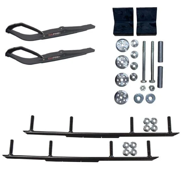 C&A Pro Black Razor Snowmobile Skis w/ 8″ Round Bars Complete Kit Lynx 2022+ Shredder