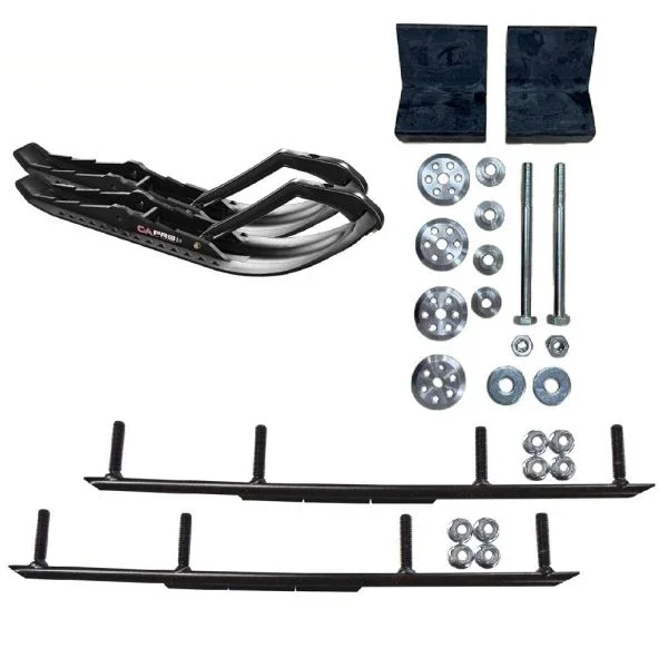 C&A Pro Black TMX Snowmobile Skis w/ 4″ Round Bars Complete Kit Yamaha 2014+ Viper/Sidewinder