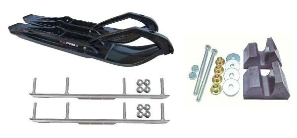 C&A Pro Black XCS Snowmobile Skis w/ 4.5″ Shaper Bars Complete Kit Yamaha Trailing Arm & Apex/Vector