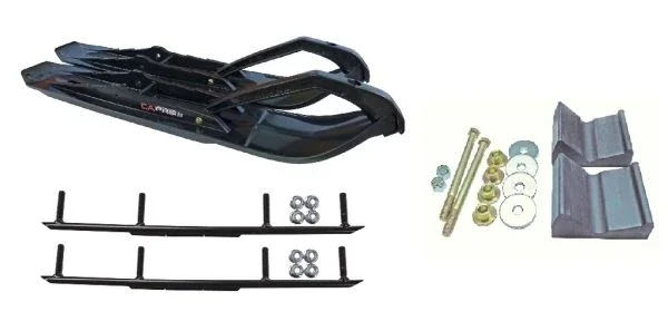 C&A Pro Black XCS Snowmobile Skis w/ 6″ Round Bars Complete Kit Polaris Fusion IQ