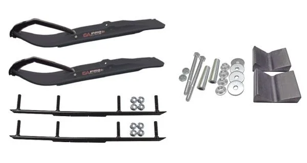 C&A Pro Black XT Snowmobile Skis w/ 6″ Round Bars Complete Kit Arctic Cat 2016+ Procross & Proclimb M Series
