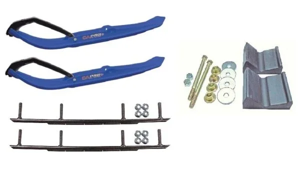 C&A Pro Blue MTX Snowmobile Skis w/ 10″ Round Bars Complete Kit Polaris Fusion IQ