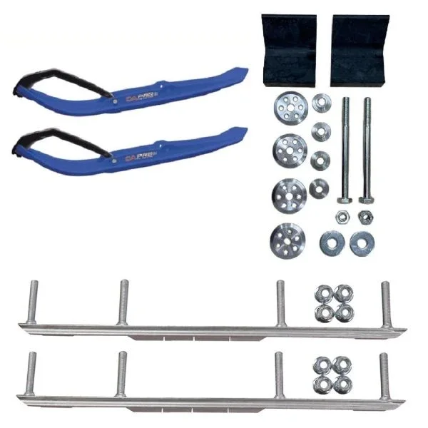 C&A Pro Blue MTX Snowmobile Skis w/ 7.5″ Shaper Bars Complete Kit Polaris 2012+
