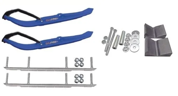 C&A Pro Blue MTX Snowmobile Skis w/ 9″ Shaper Bars Complete Kit Arctic Cat 2016+ Procross & Proclimb M Series