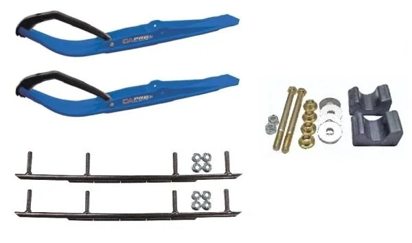 C&A Pro Blue Razor Snowmobile Skis w/ 10″ Round Bars Complete Kit Arctic Cat 2009 and Previous