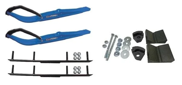 C&A Pro Blue Razor Snowmobile Skis w/ 4″ Round Bars Complete Kit Ski-Doo T3 Summit