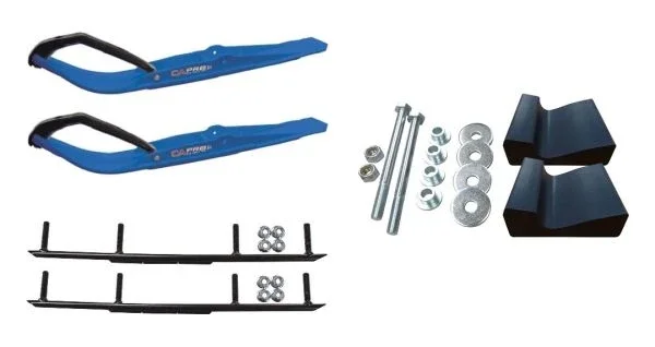C&A Pro Blue Razor Snowmobile Skis w/ 6″ Round Bars Complete Kit 2017-2020 Ski-Do Summit 4th Gen Chassis