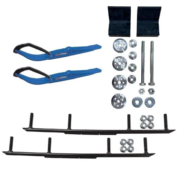 C&A Pro Blue Razor Snowmobile Skis w/ 6″ Round Bars Complete Kit Polaris 2012+