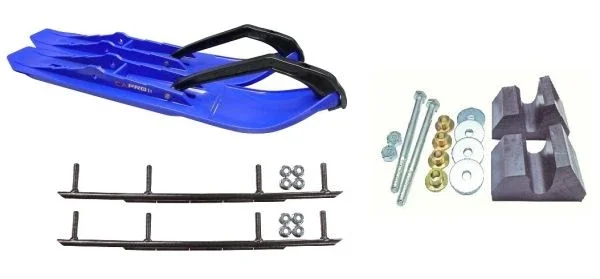 C&A Pro Blue XCS Snowmobile Skis w/ 10″ Round Bars Complete Kit Yamaha Trailing Arm & Apex/Vector