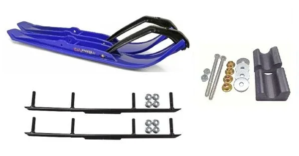 C&A Pro Blue XPT Snowmobile Skis w/ 4″ Round Bars Complete Kit Yamaha Phazer/FX Nytro Wishbone