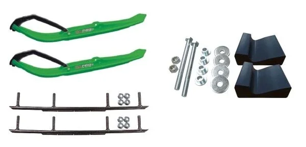 C&A Pro Green MTX Snowmobile Skis w/ 8″ Round Bars Complete Kit 2017-2020 Ski-Do Summit 4th Gen Chassis