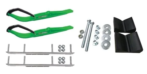 C&A Pro Green Razor Snowmobile Skis w/ 6″ Shaper Bars Complete Kit 2016+ Ski-Doo w/o T.S. Adjustable (excl. Summit)