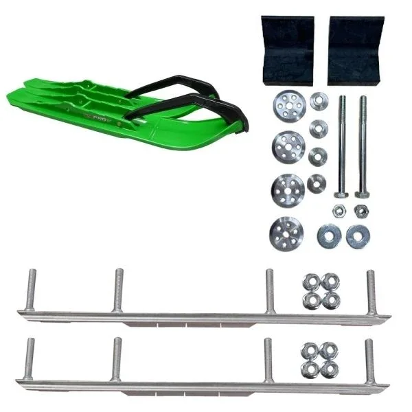 C&A Pro Green XCS Snowmobile Skis w/ 7.5″ Shaper Bars Complete Kit Polaris 2012+