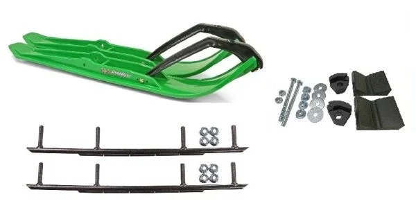 C&A Pro Green XPT Snowmobile Skis w/ 10″ Round Bars Complete Kit Ski-Doo T3 Summit