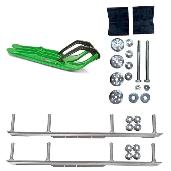 C&A Pro Green XPT Snowmobile Skis w/ 9″ Shaper Bars Complete Kit Ski-Doo 2000-2015 (ADSA) REV/XP/XS