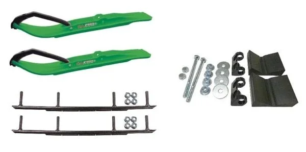 C&A Pro Green XT Snowmobile Skis w/ 10″ Round Bars Complete Kit Ski-Doo 2016 & Newer w/ T.S. Adjustable Ski