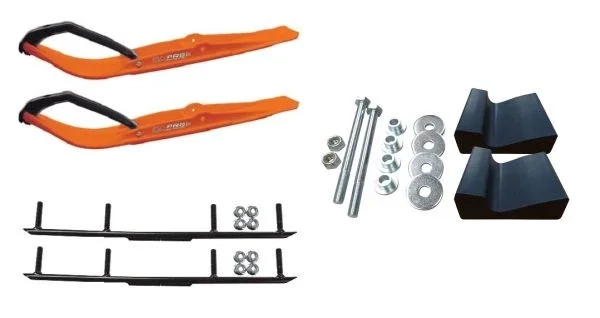 C&A Pro Orange Razor Snowmobile Skis w/ 4″ Round Bars Complete Kit 2017-2020 Ski-Do Summit 4th Gen Chassis