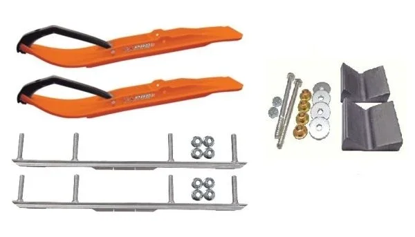 C&A Pro Orange XT Snowmobile Skis w/ 4.5″ Shaper Bars Complete Kit Polaris Pro Ride Chassis Rush 2010-11
