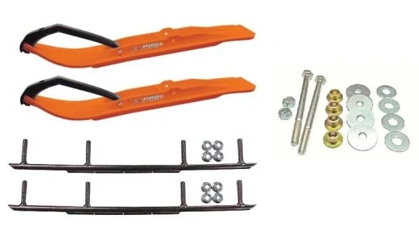 C&A Pro Orange XT Snowmobile Skis w/ 8″ Round Bars Complete Kit Ski-Doo ZX[ADSA]/REV/RT/XPXM 2000 & Newer