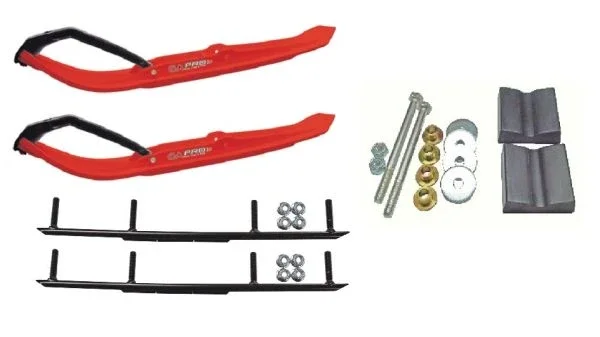 C&A Pro Red MTX Snowmobile Skis w/ 6″ Round Bars Complete Kit Arctic Cat 2012+ Viper 2014+ Except 2016 Procross