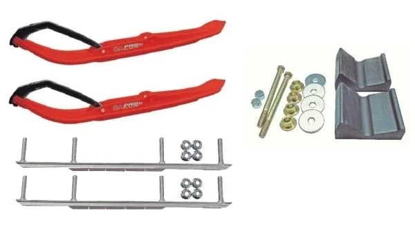 C&A Pro Red MTX Snowmobile Skis w/ 7.5″ Shaper Bars Complete Kit 2012+ Rush/Pro RMK/Switchback/Assault