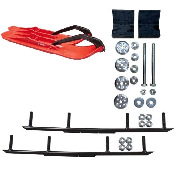 C&A Pro Red XCS Snowmobile Skis w/ 6″ Round Bars Complete Kit Arctic Cat 2012+ Non M-Series