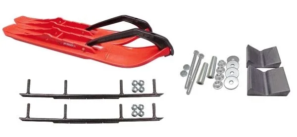 C&A Pro Red XCS Snowmobile Skis w/ 8″ Round Bars Complete Kit Arctic Cat 2016+ Procross & Proclimb M Series
