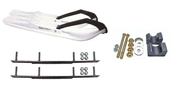 C&A Pro White XCS Snowmobile Skis w/ 8″ Round Bars Complete Kit Arctic Cat 2009 and Previous