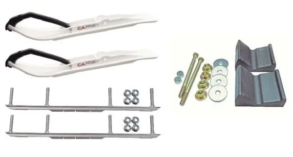 C&A Pro White XT Snowmobile Skis w/ 6″ Shaper Bars Complete Kit 2012+ Rush/Pro RMK/Switchback/Assault