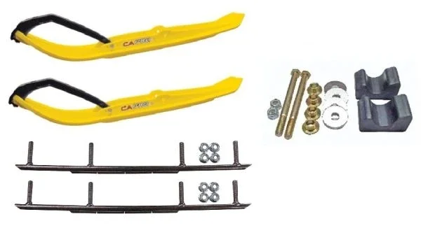 C&A Pro Yellow MTX Snowmobile Skis w/ 8″ Round Bars Complete Kit Arctic Cat 2009 and ALL 2010-11