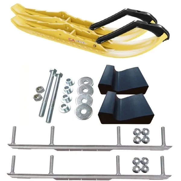 C&A Pro Yellow TMX Snowmobile Skis w/ 7.5″ Shaper Bars Complete Kit 2017-2020 Ski-Do Summit 4th Gen Chassis