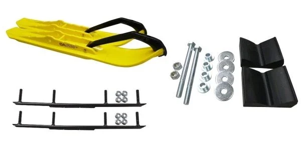 C&A Pro Yellow XCS Snowmobile Skis w/ 6″ Round Bars Complete Kit 2016+ Ski-Doo w/o T.S. Adjustable (excl. Summit)