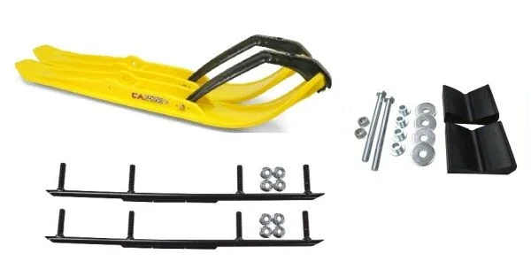 C&A Pro Yellow XPT Snowmobile Skis w/ 6″ Round Bars Complete Kit 2016+ Ski-Doo w/o T.S. Adjustable (excl. Summit)