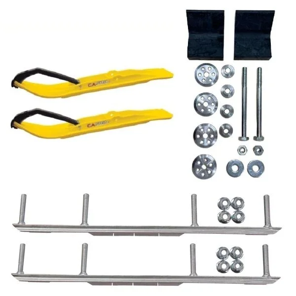 C&A Pro Yellow XT Snowmobile Skis w/ 6″ Shaper Bars Complete Kit Polaris 2012+
