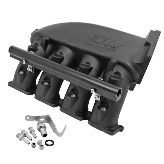 Cast Aluminum Intake Manifold for transverse VW/AUDI 1.8T with 4 injectors Fuel Rail Kit (right side without throttle bolt holes) – Black