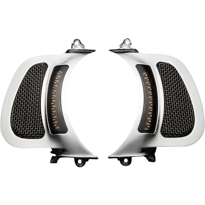 Custom Dynamics LED Vent Insert – Amber/White – Chrome with Stainless Mesh [MPN: CD-RG-V-AW2-C]