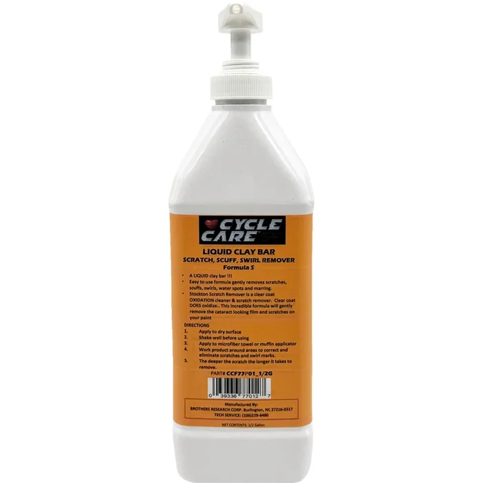 CYCLE CARE FORMULAS 3713-0109 CCF77P01_1/2G Formula S Liquid Clay Bar – Scratch, Scuff, and Swirl Remover Formula S Scratch Remover – Bag in Box – 1/2 U.S. gal.