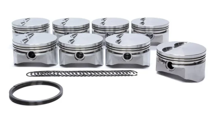 D.S.S. Racing E Series Forged Piston – 4.030 in Bore – 5/64 x 5/64 x 3/16 in Ring Grooves – Minus 5.00 cc – Small Block Chevy – Set of 8 8715-4030