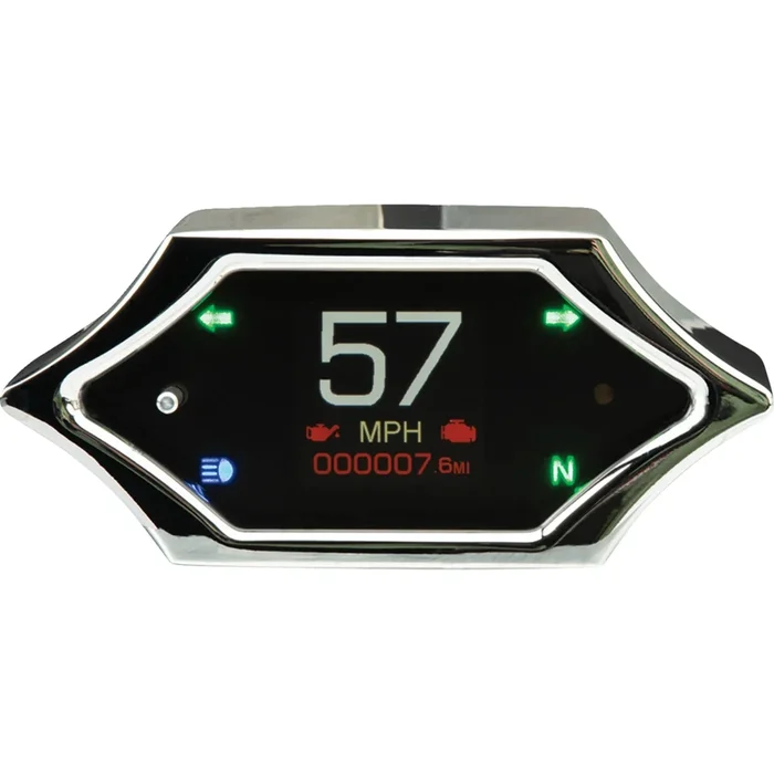 DAKOTA DIGITAL 2210-0679 MLX-5200 MLX-5000 Series Universal Gauge – Handle Bar Mount Speedometer – With Signals – Spiked – Chrome